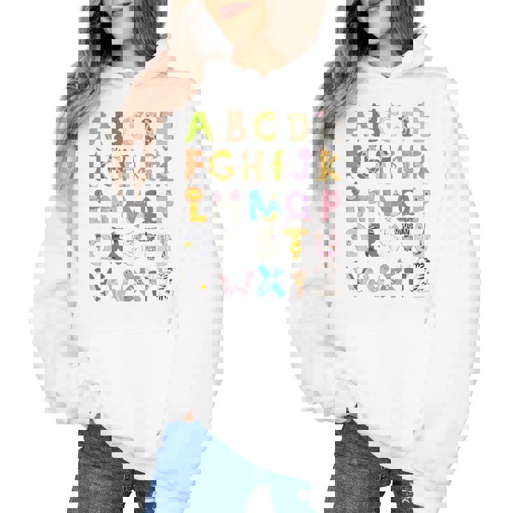 ABC Animals Alphabet Graphic Boys Girls Kindergarten Teacher Women&#x27;s Hoodie