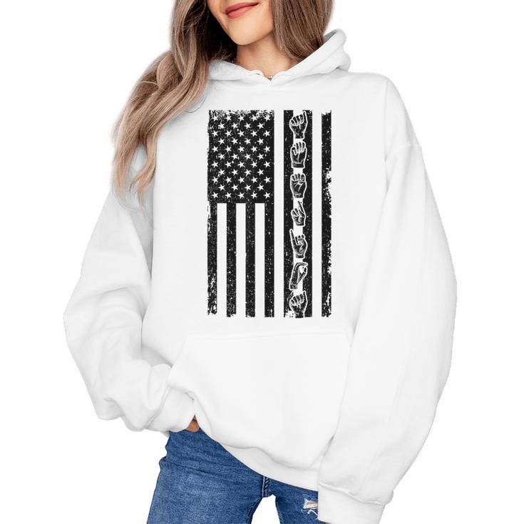 ASL Flag Sign Language Deaf ASL Teacher  For Men Women Women's Hoodie