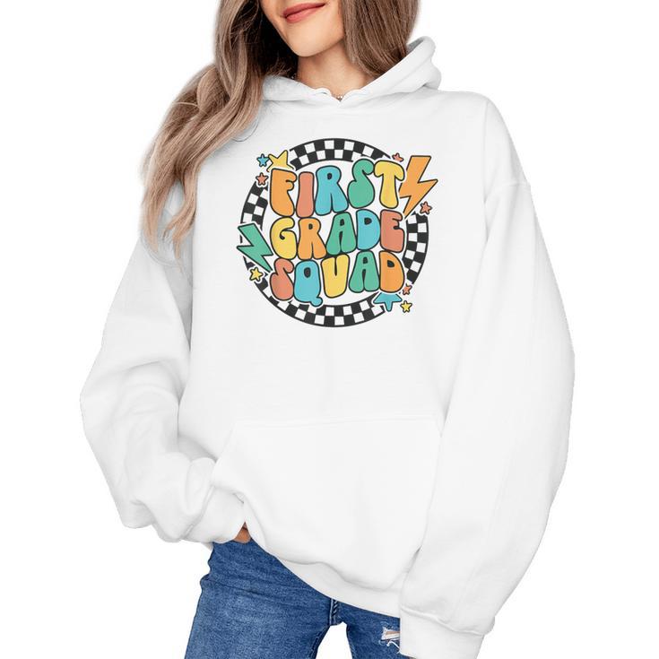 Back To School Groovy Teacher 1st First Grade Crew Squad Women's Hoodie