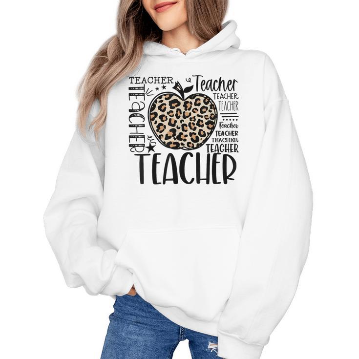 Back To School Teacher Life Apple Leopard Teacher Women Women's Hoodie