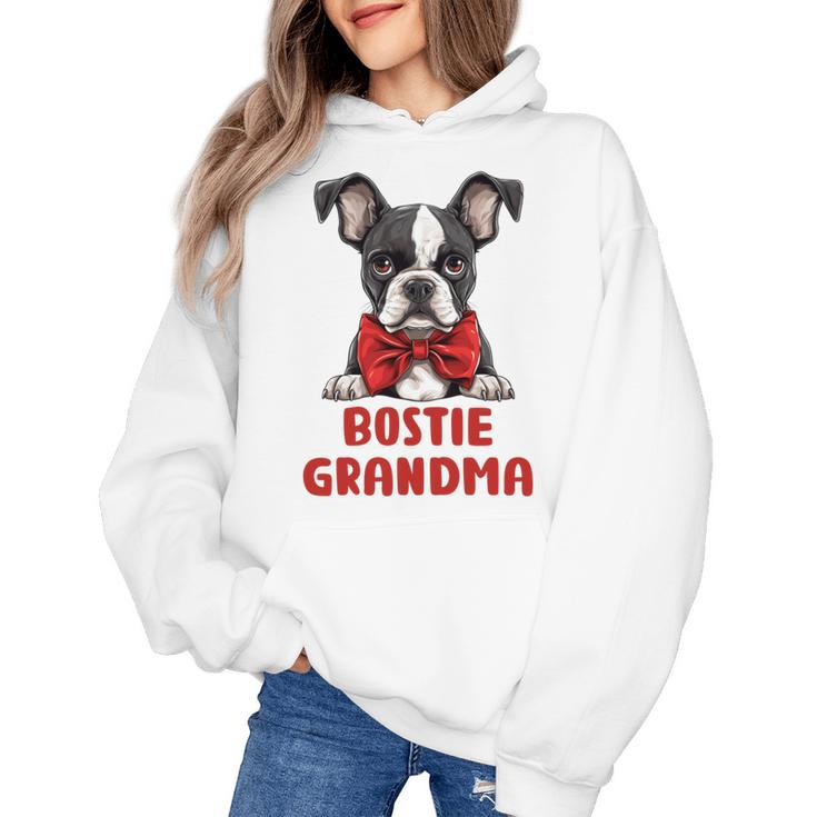 Boston Terrier Grandma Dog Lovers Puppy Bostie Owner Women's Hoodie