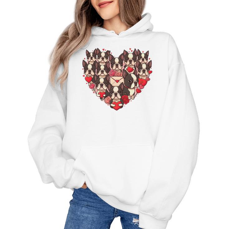 Boston Terrier Heart Valentine Boston Terrier Women's Hoodie
