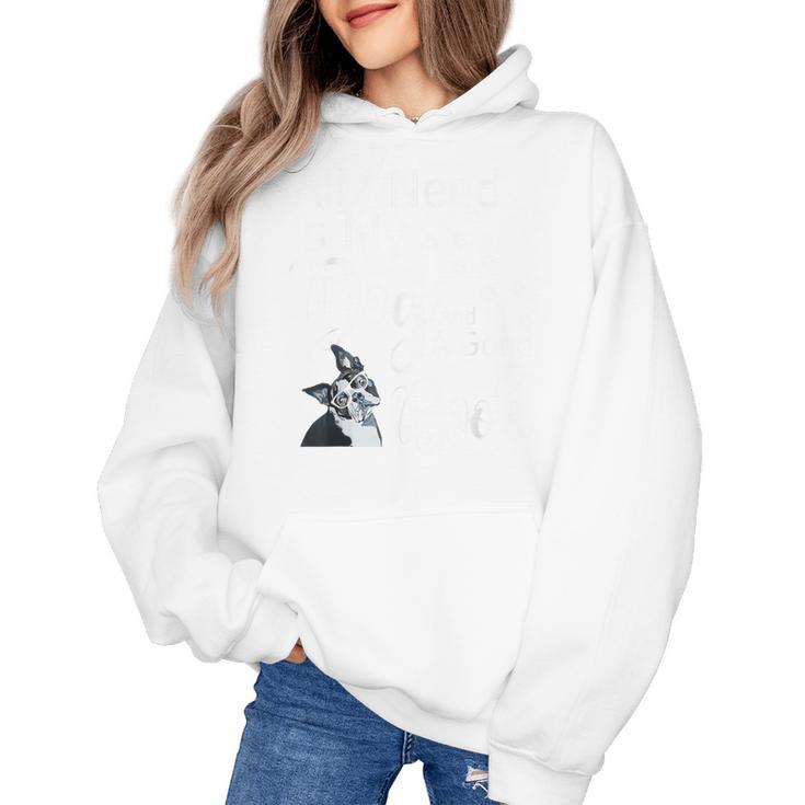 Boston Terrier Reading Books Love My Dog Men Women Kids T-Shirt Women's Hoodie