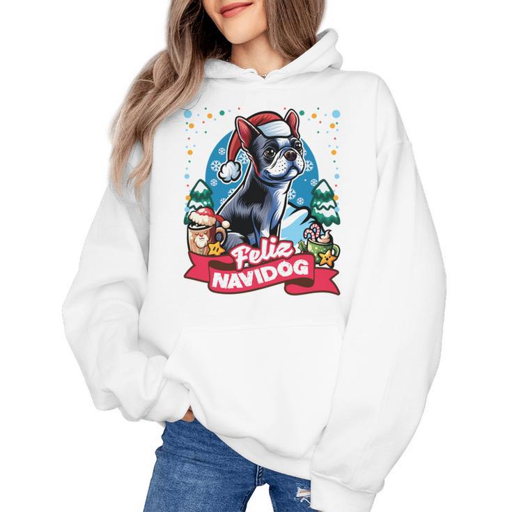 Boston Terrier Santa Claus Coffee Mug Merry Christmas Dogs Women's Hoodie