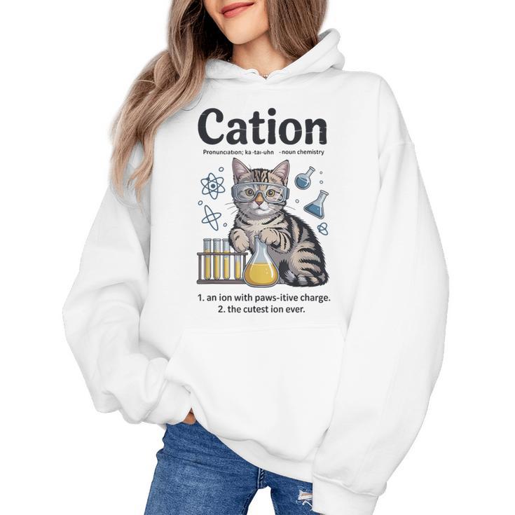 Cation Shirt Cat Science Chemistry Teacher Chemist Pun Women's Hoodie