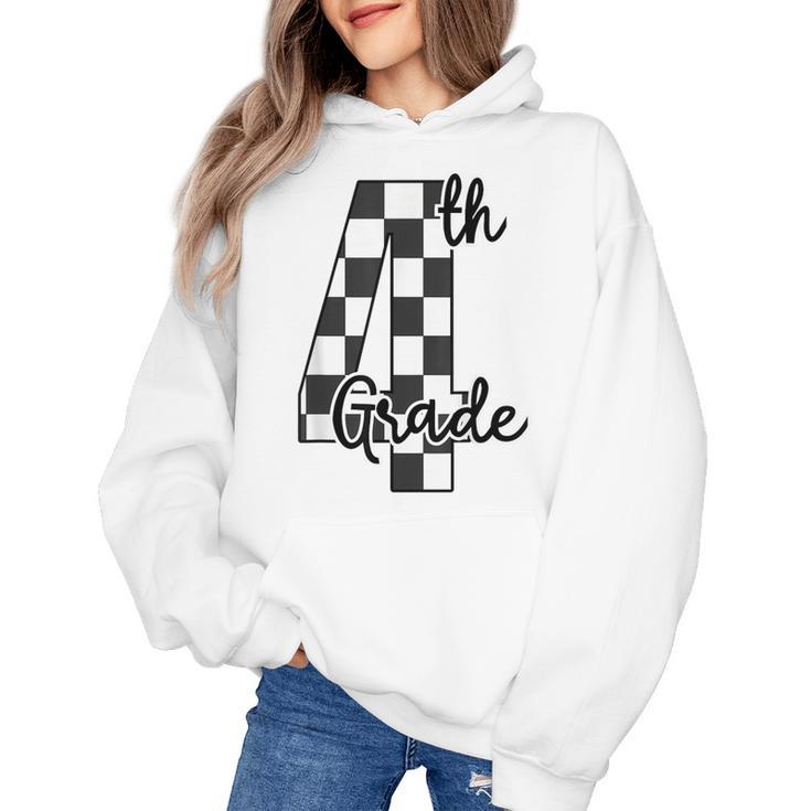 Checkered Fourth Grade Back To School Teachers Students Women's Hoodie