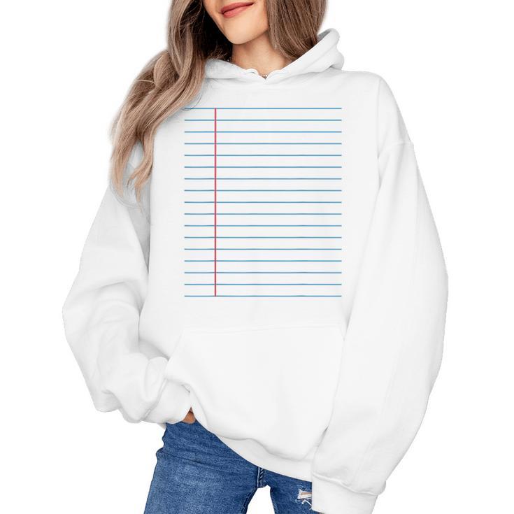 College Ruled Lined Paper Student Teacher Professor Costume Women's Hoodie