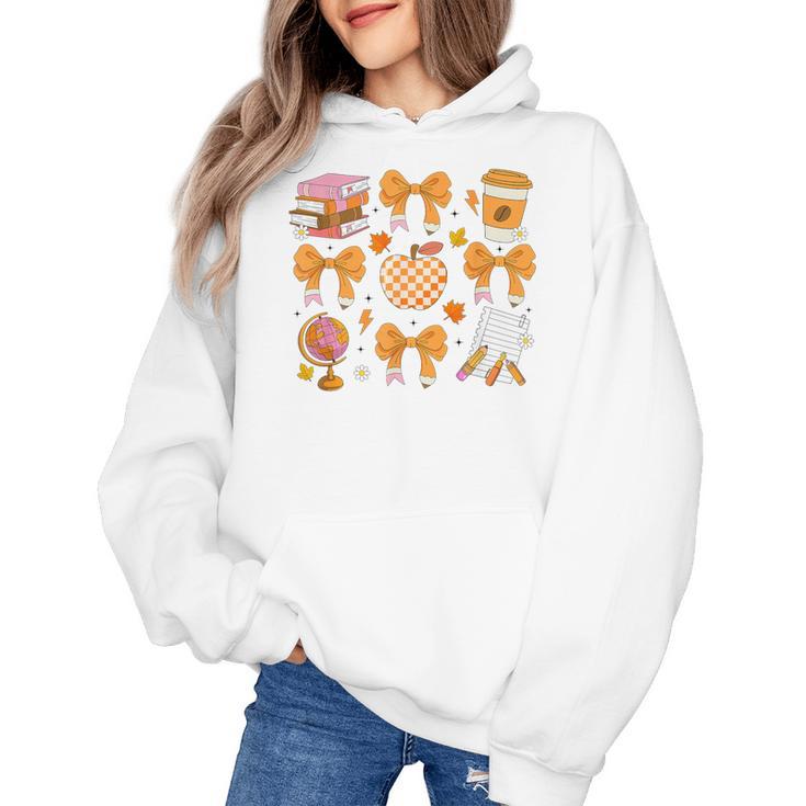 Coquette Bow Teacher Thanksgiving Fall Autumn Girls Women Women's Hoodie