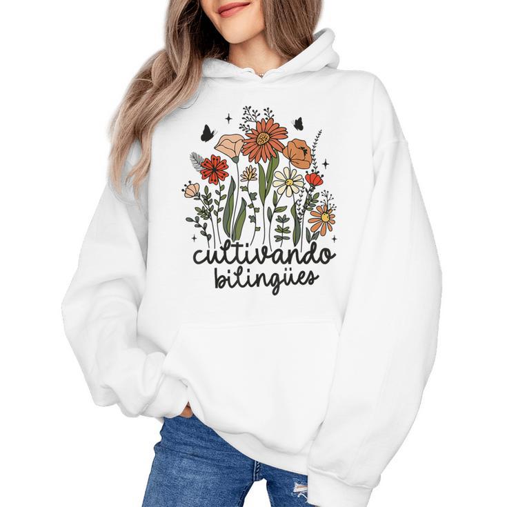 Cultivando Bilingues Dual Language Crew Bilingual Teacher Men Women Girls Kids Women's Hoodie