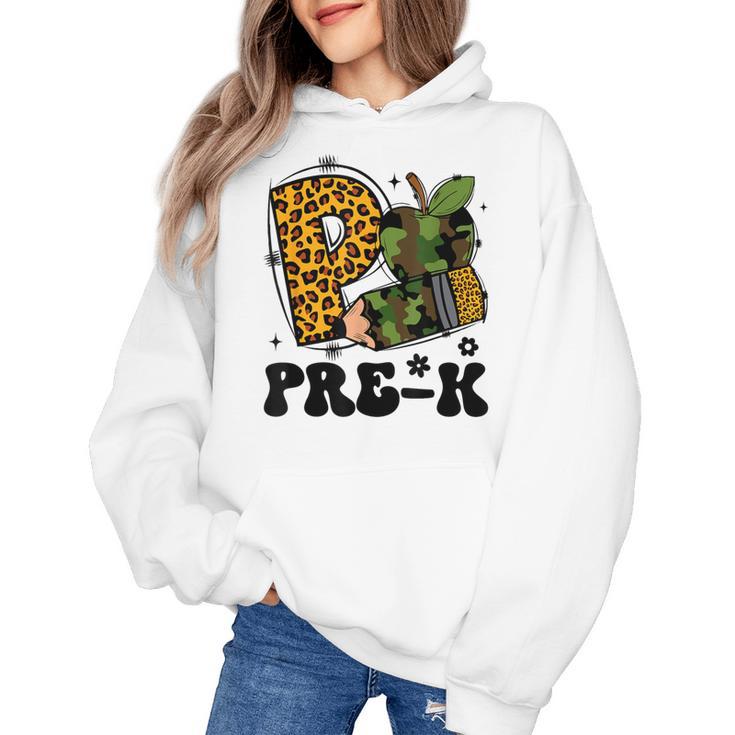 Cute Camo Pre K Back To School Teacher Kid Preschool Women's Hoodie