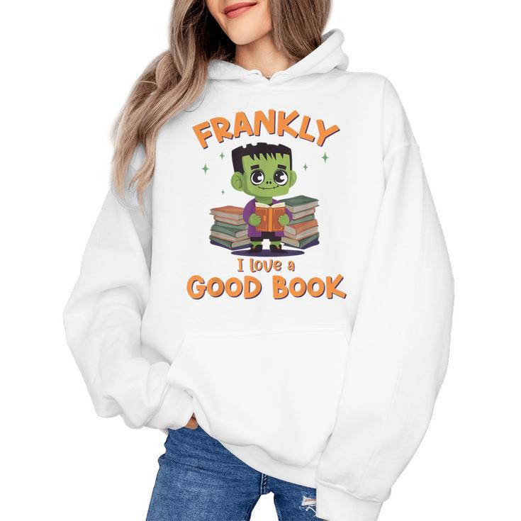 Cute Halloween Teacher Librarian Frankenstein Reading Books Women's Hoodie