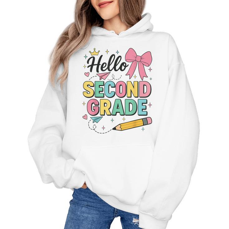 Cute Hello Second Grade Back To School Coquette Teacher Girl Women's Hoodie