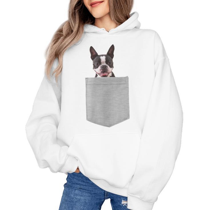 Dog In Your Pocket Boston Terrier For Men Women Girls Kids Women's Hoodie