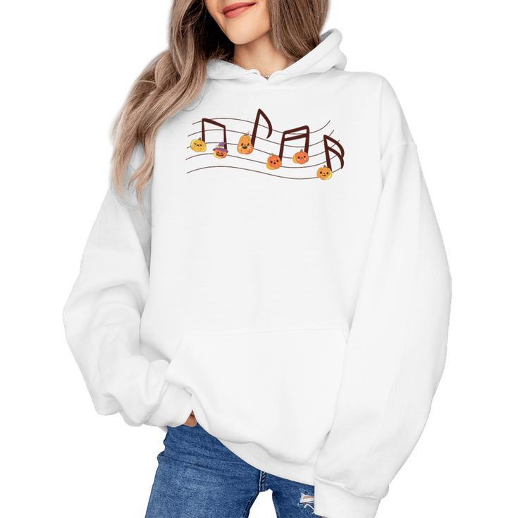 Fall Music Teacher Halloween Pumpkin Music Note Fall Teacher Women's Hoodie