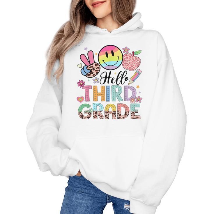 Hello 3rd Grade Boy Girl Teacher Back To School 3rd Grade Women's Hoodie