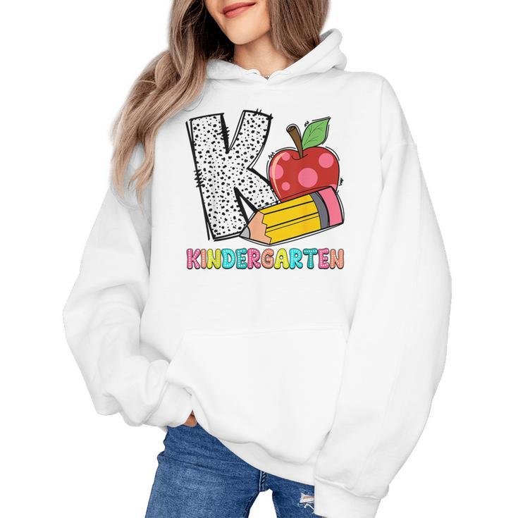 K Is For Kindergarten Teacher Pencil Apple Back To School Women's Hoodie