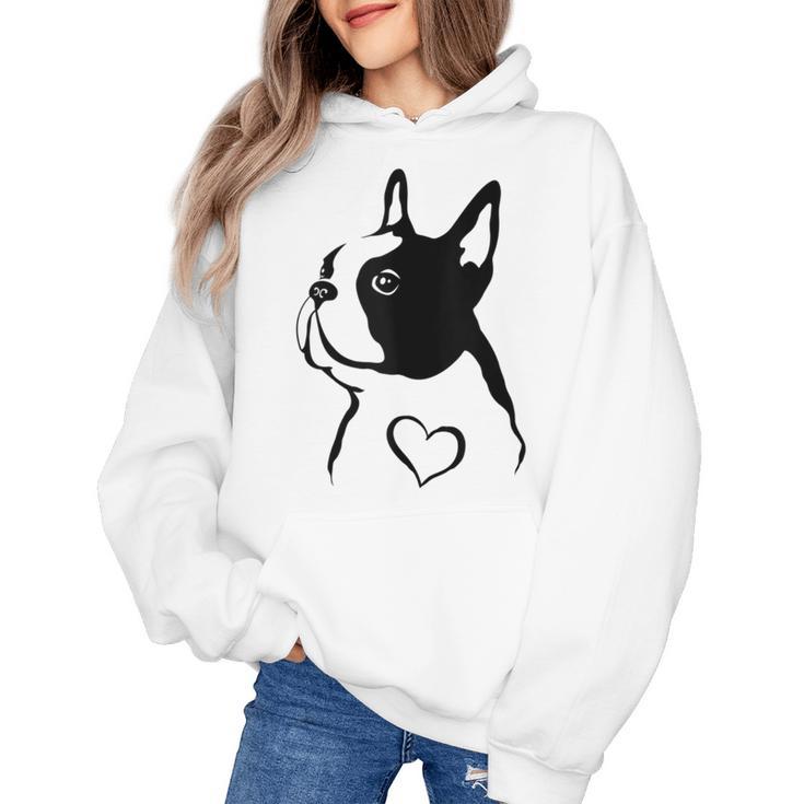 I Love My Boston Terrier Dog With Heart Women's Hoodie