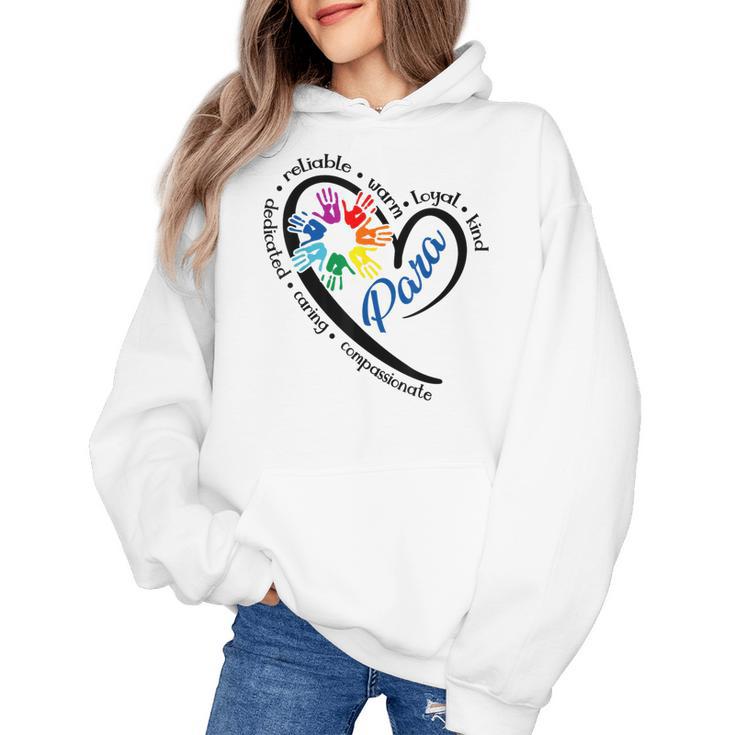 Para Heart Teacher Paraprofessional Paraeducator Men Women Women's Hoodie