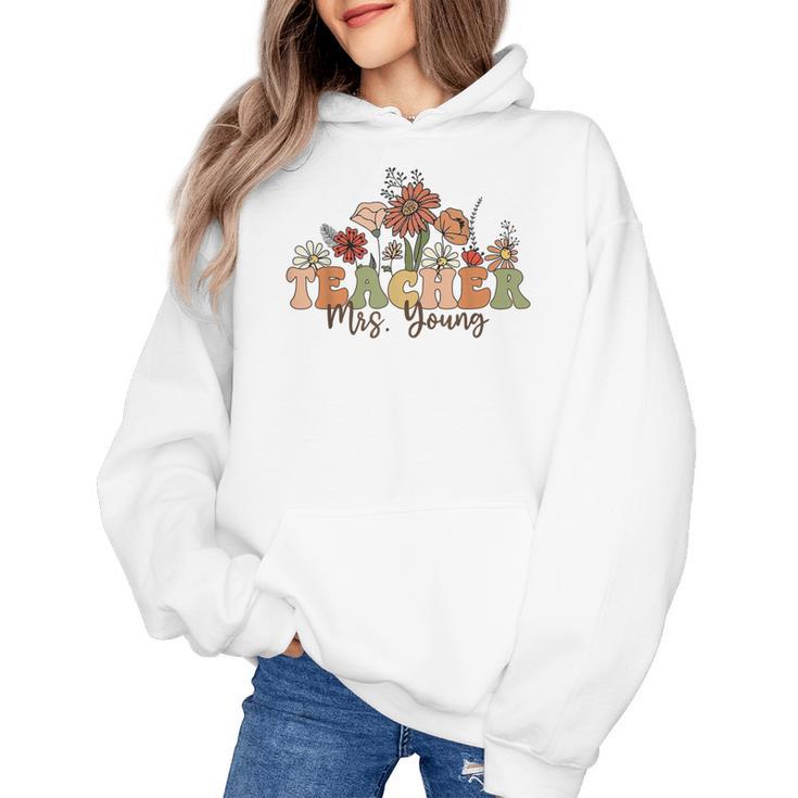 Personalized Name Teacher Mrs Young Back To School Custom Women's Hoodie