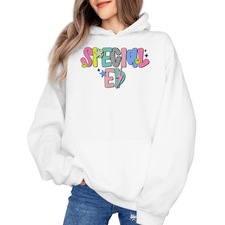 Retro Checkered Special Education Teacher Back To School Women's Hoodie