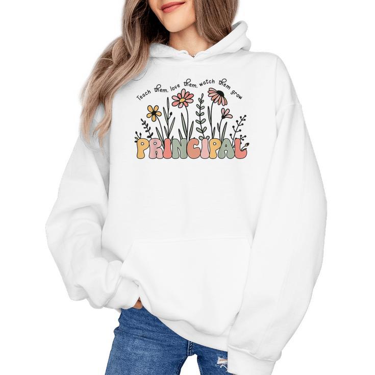 Retro Vintage Floral Principal Shirt For Women Teachers Day Women's Hoodie