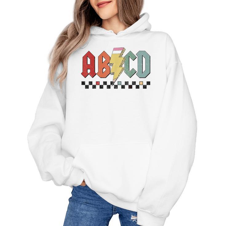 Rock Abcd Back To School Abcd Preschool Teacher Appreciation Women's Hoodie