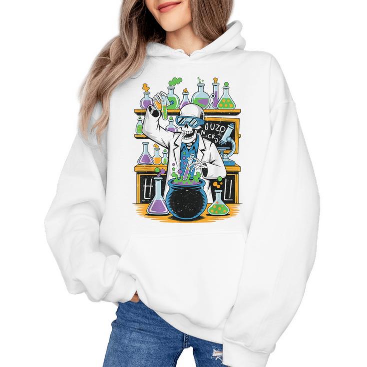 Skeleton Mad Scientist Halloween Costume Science Teacher Women's Hoodie