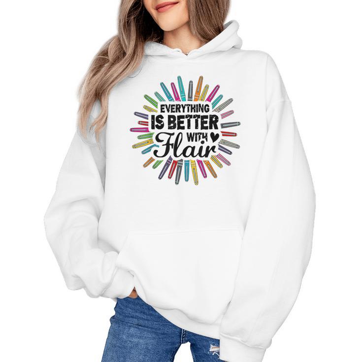 Teacher Flair Pen Art Lover School Supplies Women's Hoodie