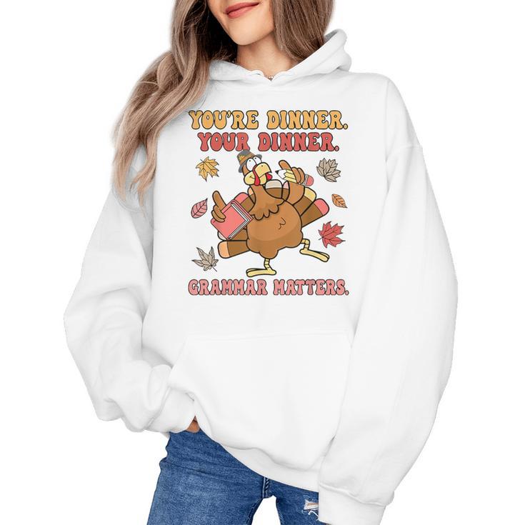 Thanksgiving Grammar Thankful English Teacher Fall Turkey Women's Hoodie