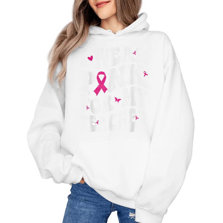 I Wear Pink For My Teacher Breast Cancer Awareness Support Men Women Women's Hoodie