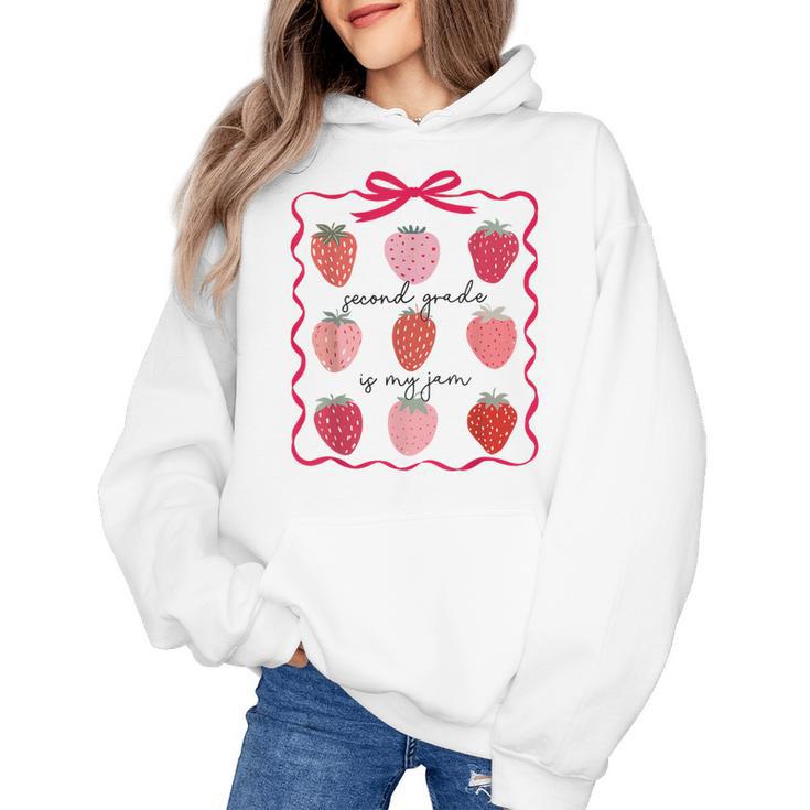 Women Second Grade Is My Jam Strawberry First Kids Teacher Women's Hoodie