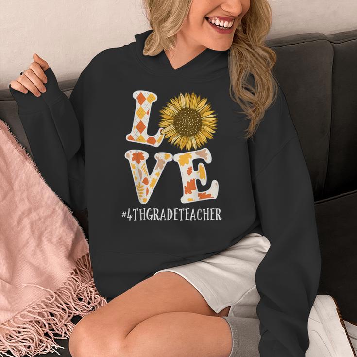 4th Grade Teacher Love Autumn Fall Sunflower Appreciation Women's Hoodie, 4th Grade Teacher Gifts, funny design