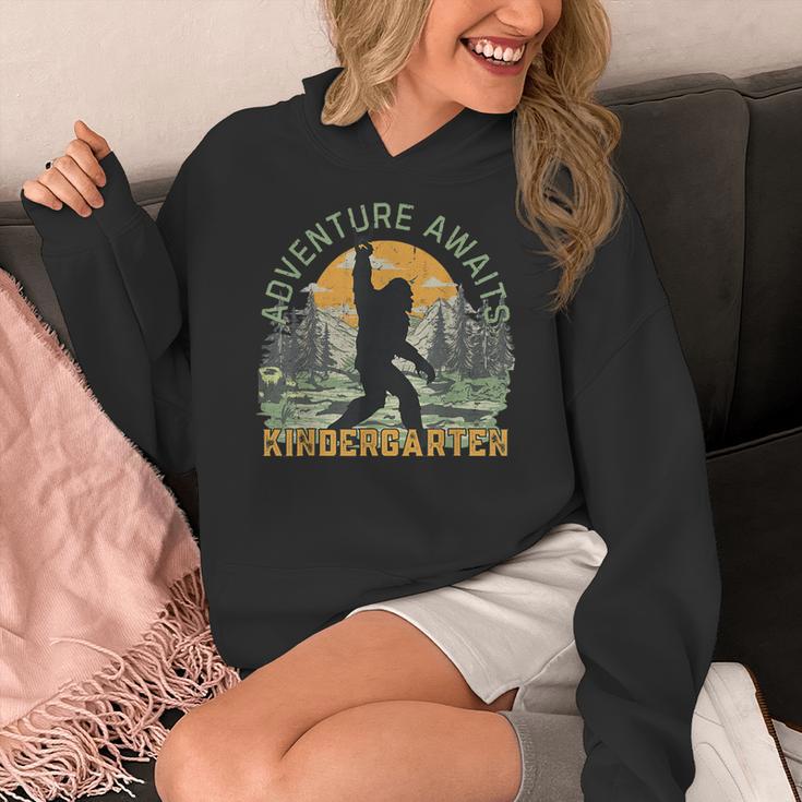 Adventure Awaits Bigfoot Teacher Kindergarten Back To School Women's Hoodie, funny design Adventure Awaits Bigfoot Teacher Kindergarten Back To School Women's Hoodie, funny design