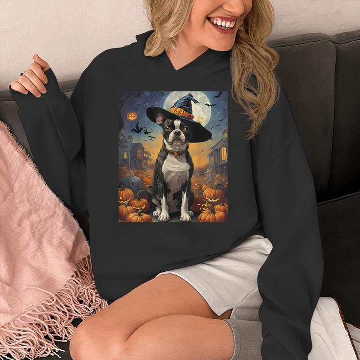 Aesthetic Halloween Boston Terrier Dog Witch Pumpkin For Men Women Kids Women's Hoodie, Boston Terrier Halloween Gifts, funny design