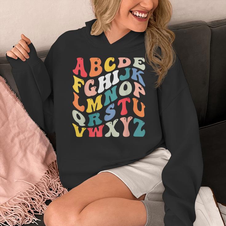 Alphabet Hi Back To School ABC Pre K Kindergarten Teacher Women's Hoodie, funny design