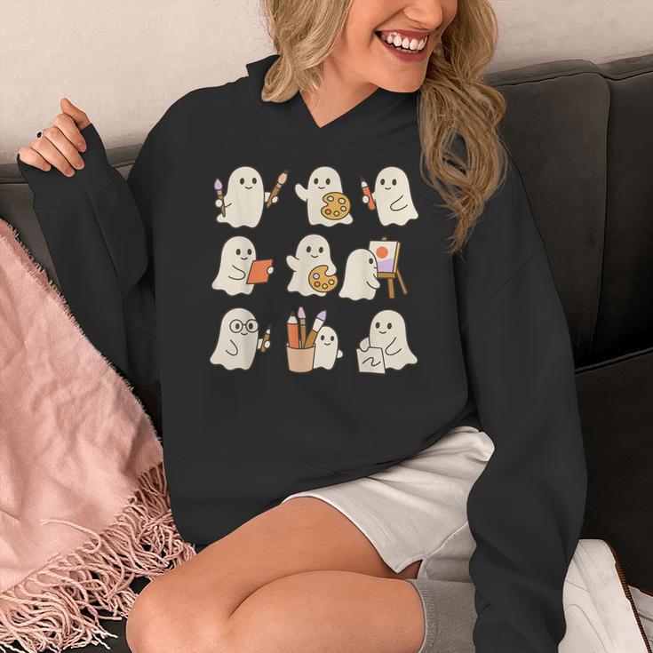 Art Teacher Ghost Halloween Artists Painter Teacher Spooky Women's Hoodie, funny design