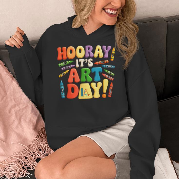 Back To School Hooray It's Art Day Art Teacher Artist Women's Hoodie, funny design