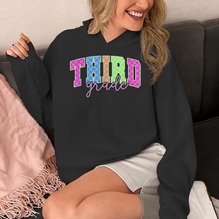 Back To School Neon Checkered Third Grade Colorful Teacher Women's Hoodie, funny design Back To School Neon Checkered Third Grade Colorful Teacher Women's Hoodie, funny design