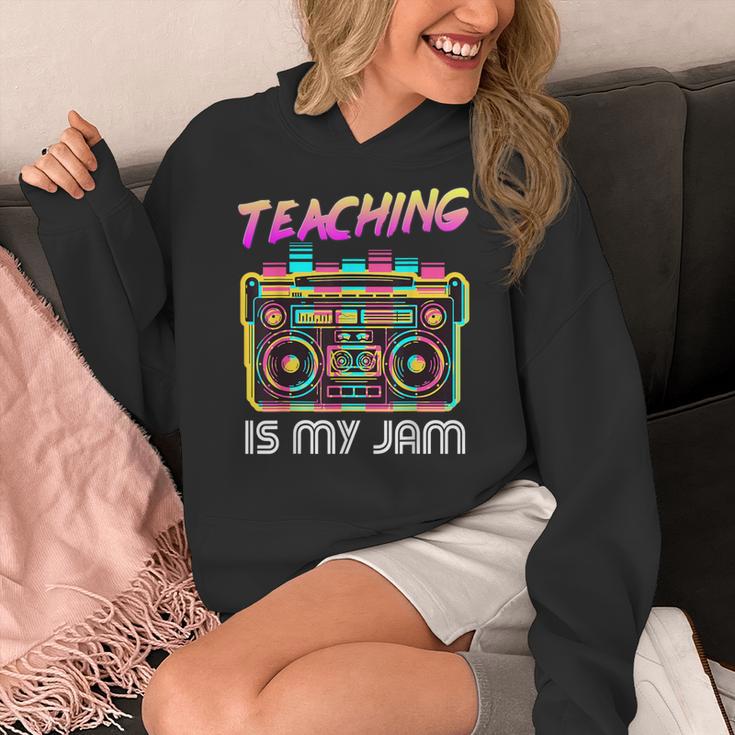 Back To School Retro Teaching Is My Jam 80s Teacher Boombox Women's Hoodie, funny design