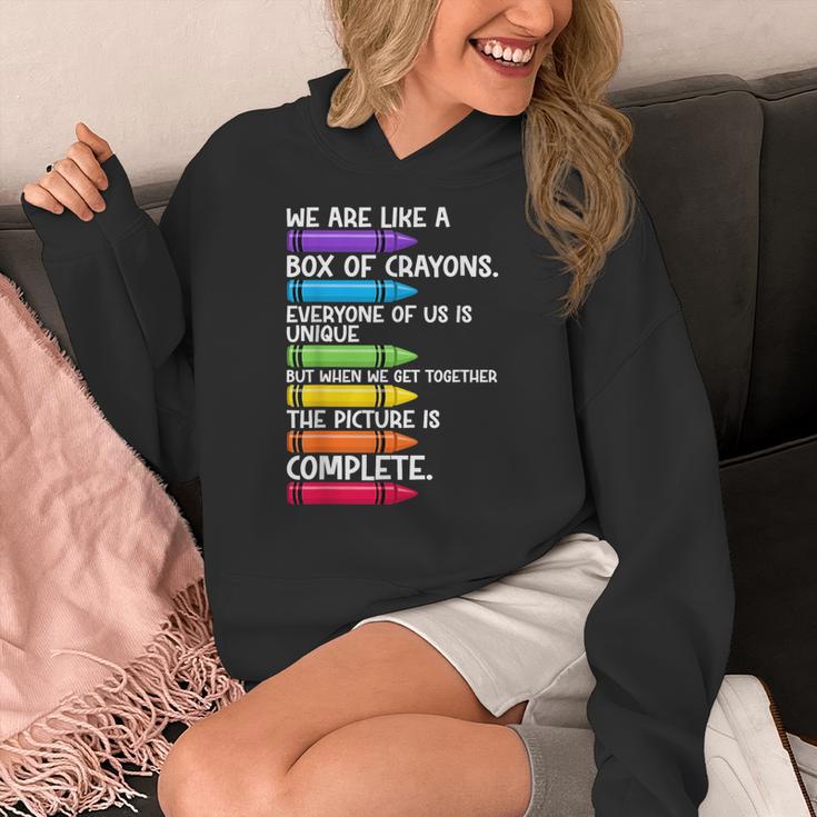 Back To School Teacher We Are Like A Box Of Crayons Women's Hoodie, funny design Back To School Teacher We Are Like A Box Of Crayons Women's Hoodie, funny design