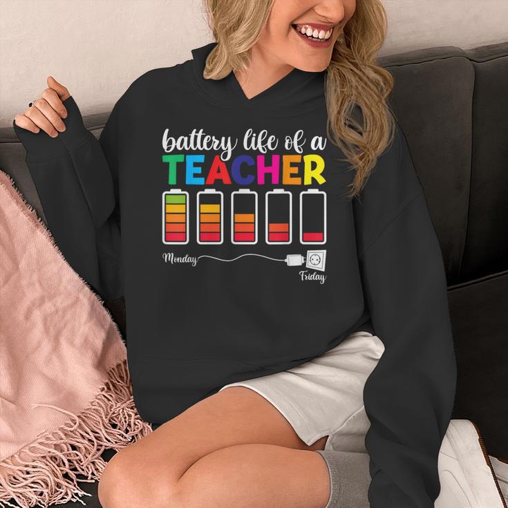 Battery Life Of a Teacher Shirt Thanksgiving Teacher Women's Hoodie, funny design