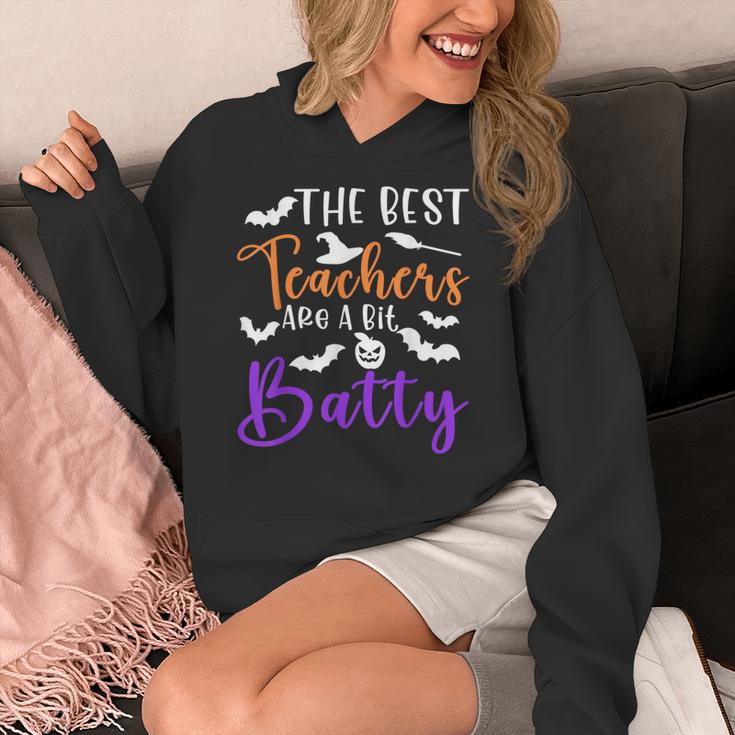 The Best Teachers Are A Bit Batty Teacher Bat Halloween Women's Hoodie, funny design