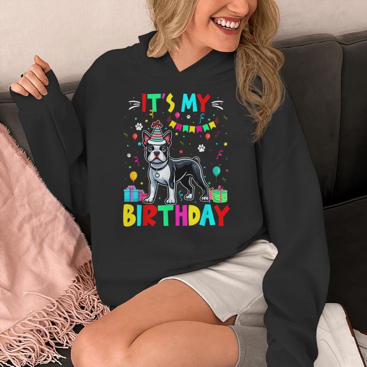 My Birthday Colorful Costume Boston Terrier Party Women's Hoodie, funny design