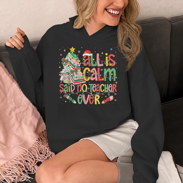 Book Tree All Is Calm Said No Teacher Ever Christmas Women's Hoodie, funny design