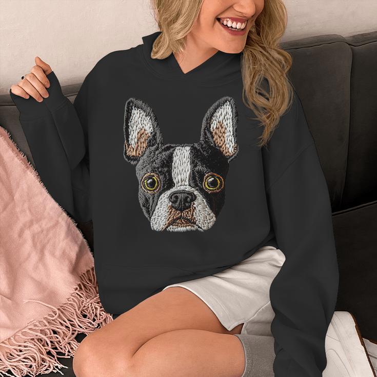 Boston Terrier Cute Puppy Face Dog Lover Pet Owner Women's Hoodie, funny design