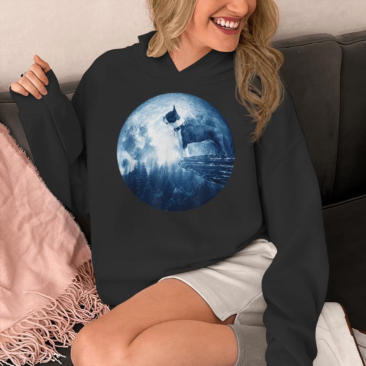 Boston Terrier Dog Moon Dog Mom Dad Women Men Dog Lovers Women's Hoodie, Couple Gifts, Mom Gifts, Boston Terrier Dad Gifts, Boston Terrier Mom Gifts, funny design
