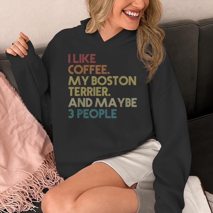 Boston Terrier Dog Owner Coffee Lovers Quote Vintage Retro For Men Women Women's Hoodie, funny design