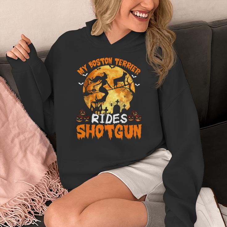 My Boston Terrier Dog Rides Shotgun Witch Halloween Men Women Women's Hoodie, Boston Terrier Halloween Gifts, funny design