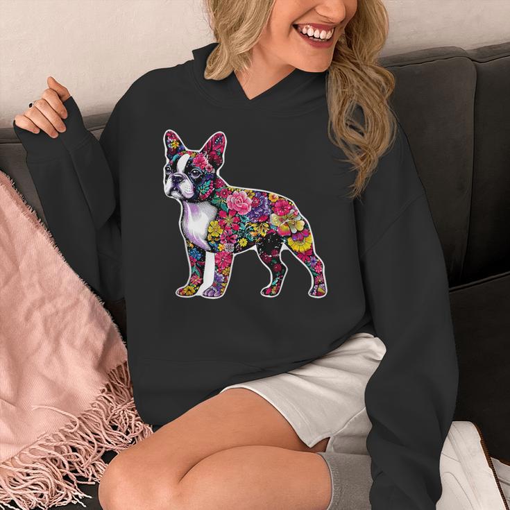 Boston Terrier Floral Dog Lover Vintage Distressed For Men Women Kids Women's Hoodie, funny design