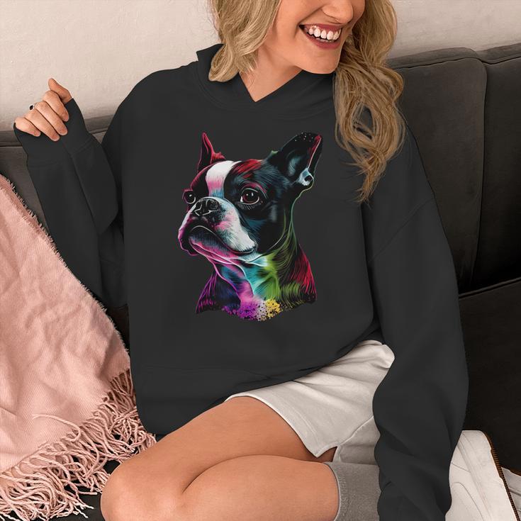 Boston Terrier Lovers Colorful Pop Art Boston Terrier Women's Hoodie, funny design